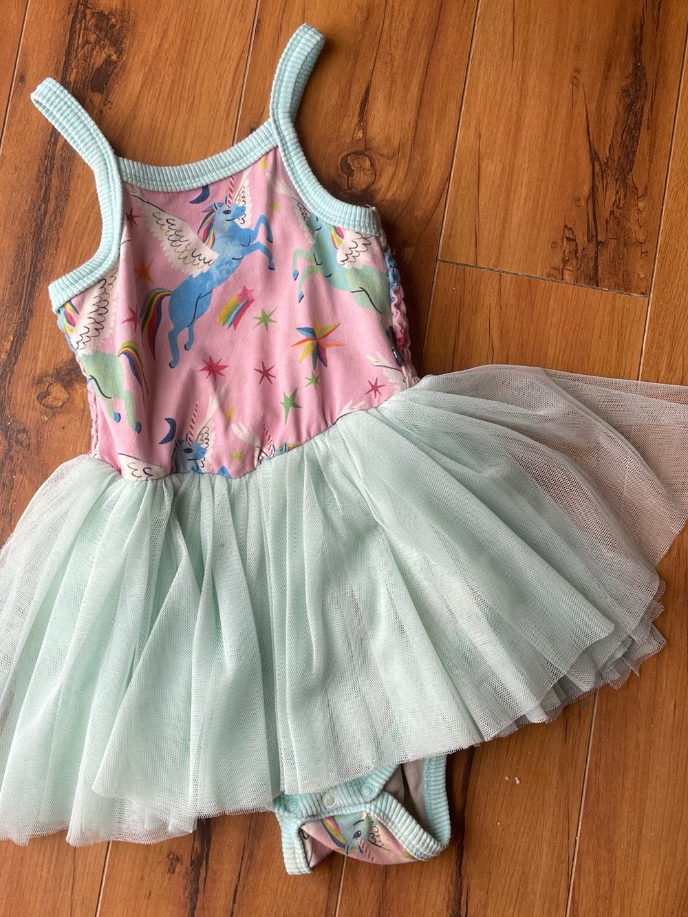 Rock Your Baby Pink Pegasus Tutu One-Piece with Mint Tulle
